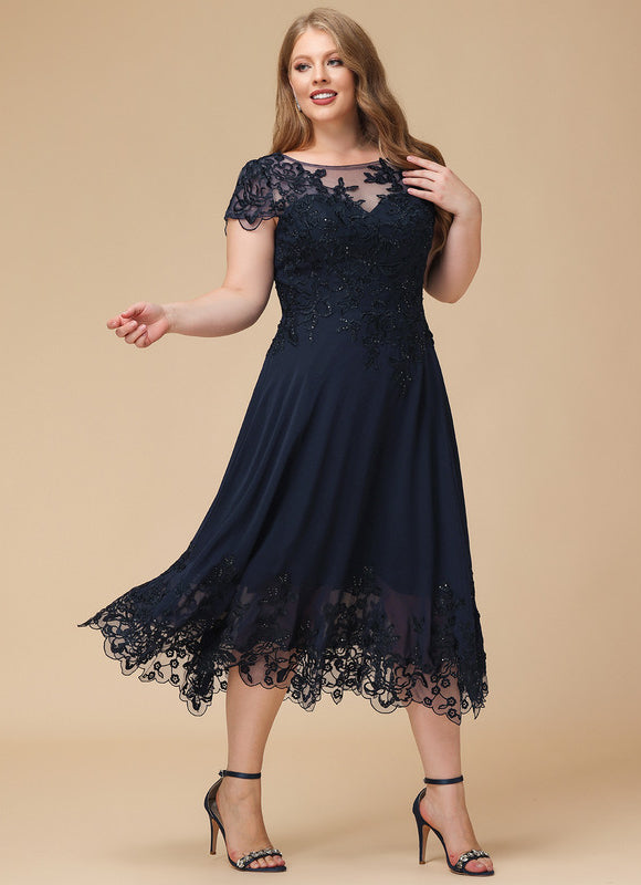 Robe Midi Bleu Élégante - gallery 8