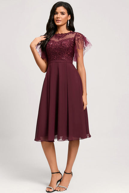 Robe Midi Éclat Bordeaux - gallery 3