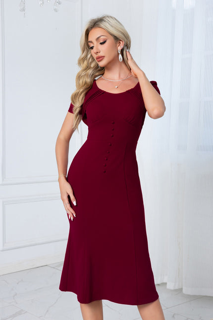 Robe Midi Bordeaux Ajustée
