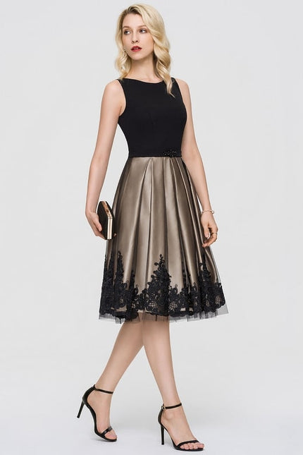 Robe Midi Éclat Noir Satiné - gallery 2