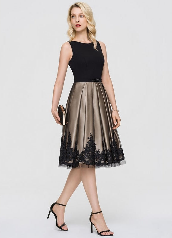 Robe Midi Éclat Noir Satiné - gallery 2