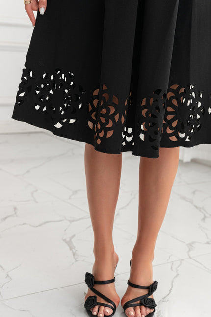 Robe Midi Noire Ajourée - gallery 5