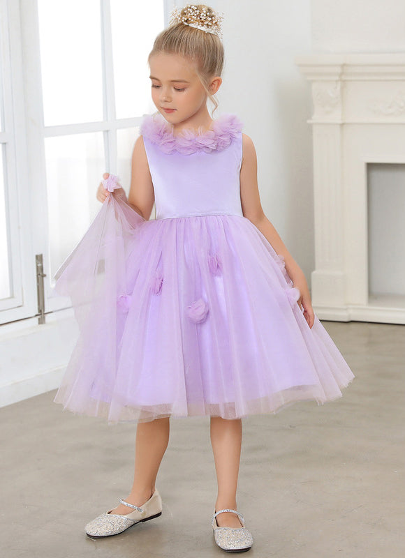 Robe Midi Lilas Tulle Fleurs - gallery 7