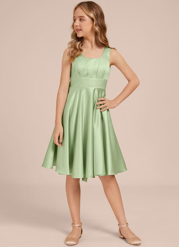 Robe Midi Satin Évasée Verte - gallery 4