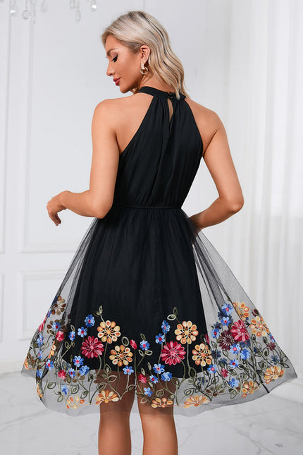 Robe Midi Éclat Floral Noir - gallery 2