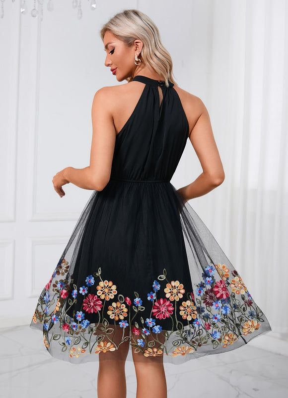 Robe Midi Éclat Floral Noir - gallery 2