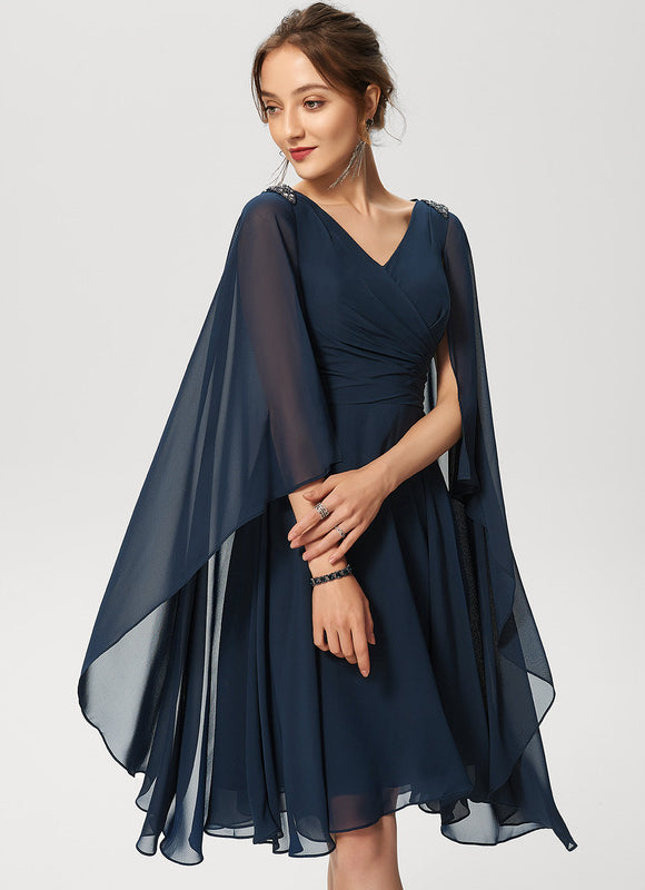 Robe Midi Éthérée Marine