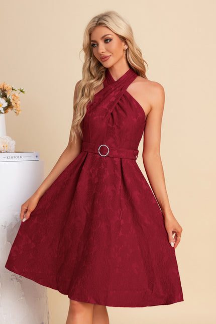 Robe Midi Bordeaux Ceinturée - gallery 2