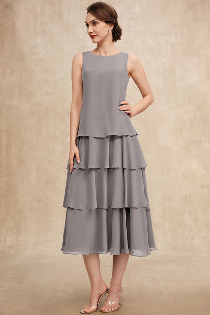 Robe Midi Grise Cascades - gallery 5
