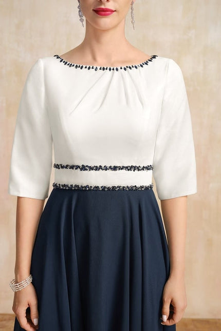 Robe Midi Élégante Marine - gallery 6