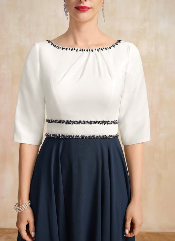 Robe Midi Élégante Marine - gallery 6