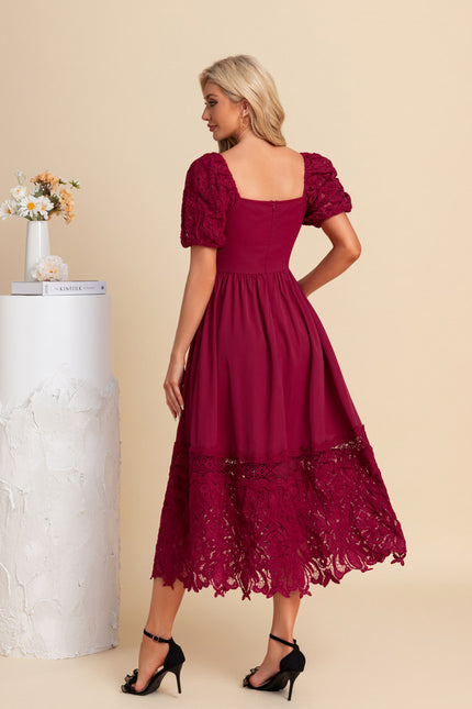 Robe Midi Bordeaux Évasée - gallery 2