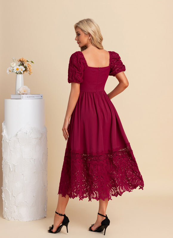 Robe Midi Bordeaux Évasée - gallery 2