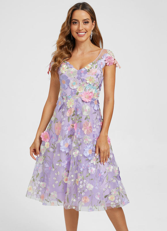 Robe Midi Fleurie Lilas - gallery 2