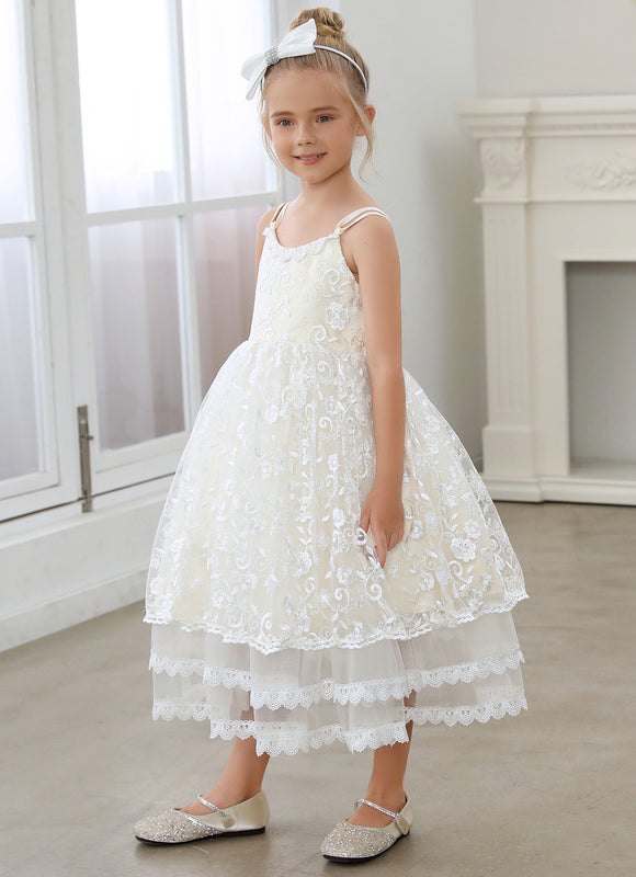 Robe Midi En Dentelle Ivoire - gallery 1