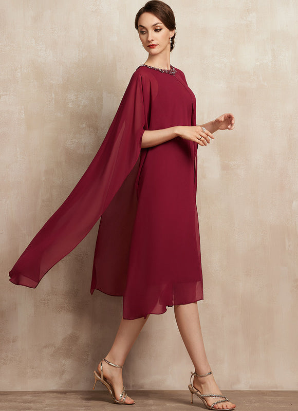 Robe Midi Ailée Bordeaux - gallery 3