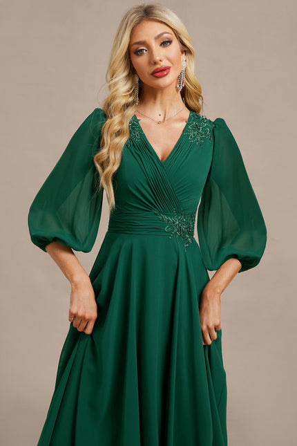 Midi Robe De Soirée Pour Femme Ronde Grande Taille - gallery 1