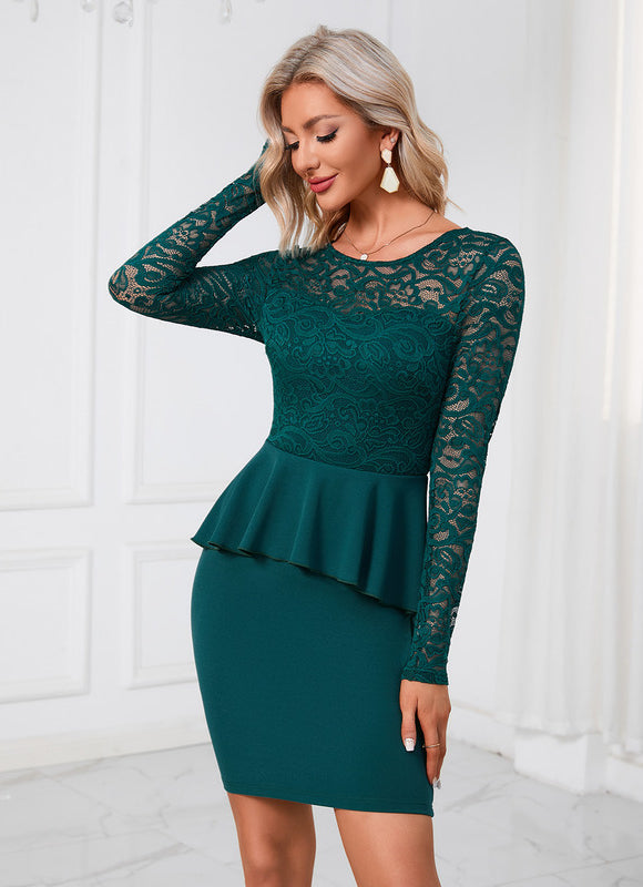 Robe Midi Peplum Dentelle