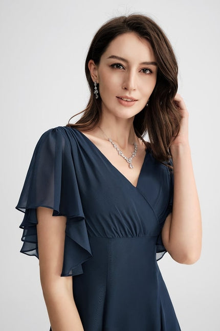 Robe Midi Aérienne Marine - gallery 4