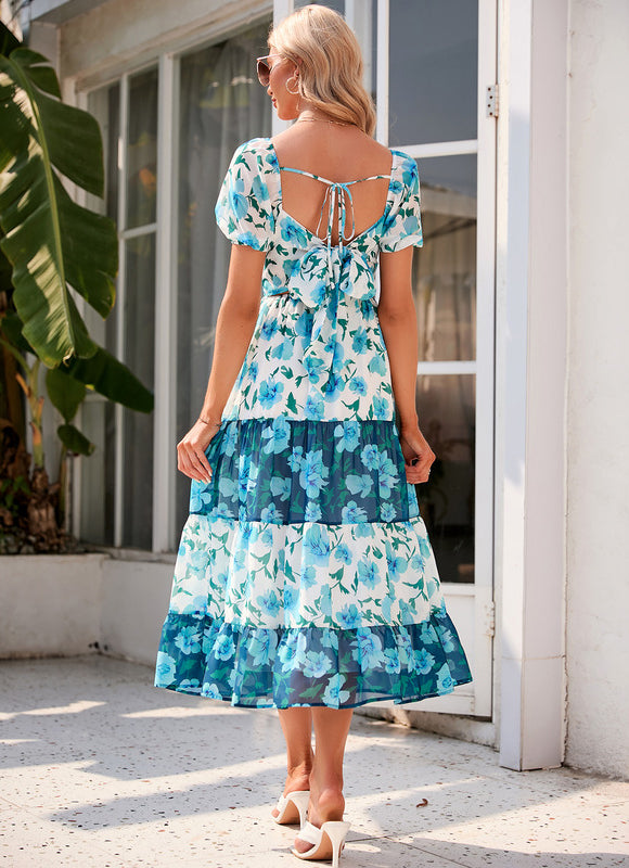 Robe Midi Fleurie Aquatique - gallery 5