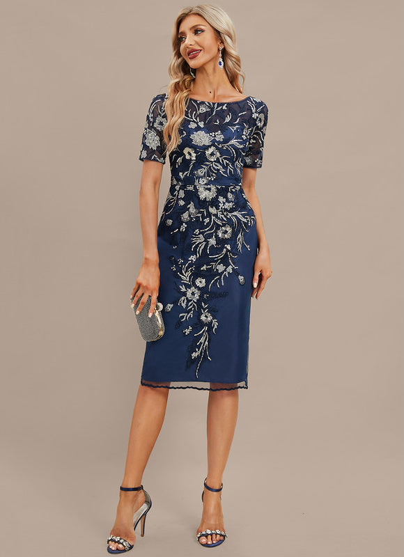 Robe Midi Élégance Marine Fleurs - gallery 3