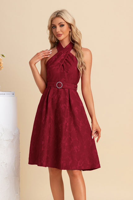 Robe Midi Bordeaux Ceinturée - gallery 4