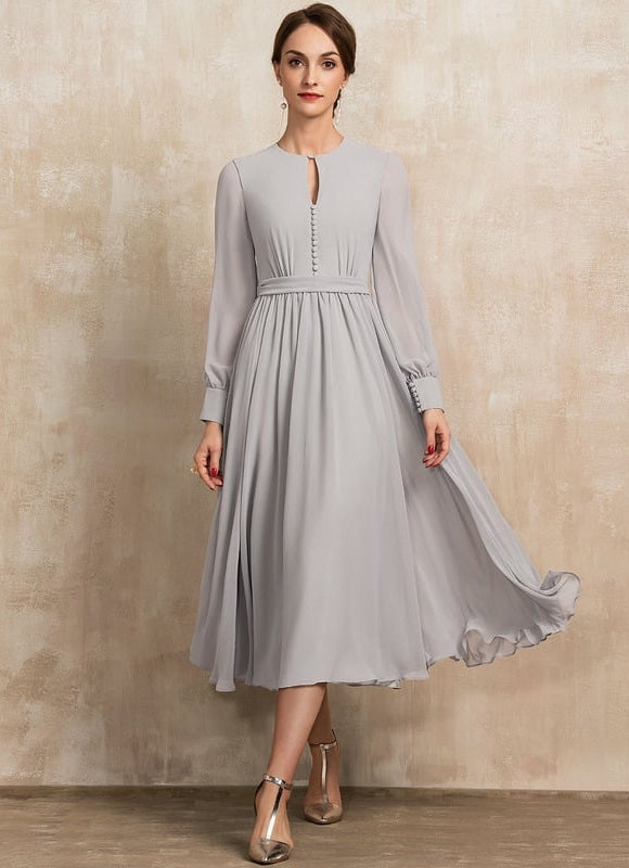 Robe Midi Gris Chic Élégante