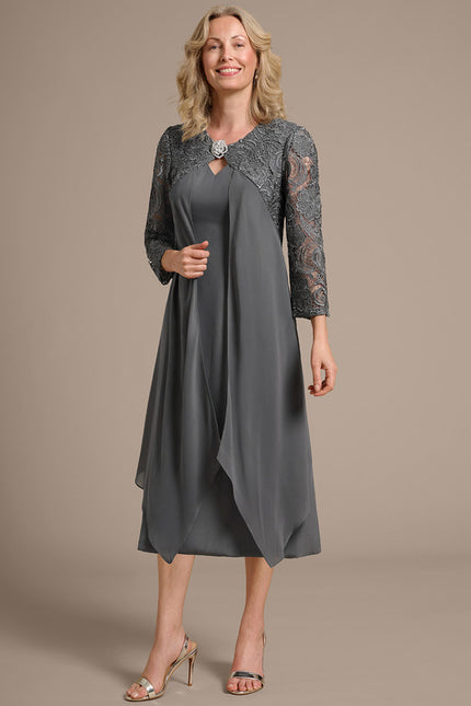 Midi Robe Droite Fluide Femme 50 Ans - gallery 3