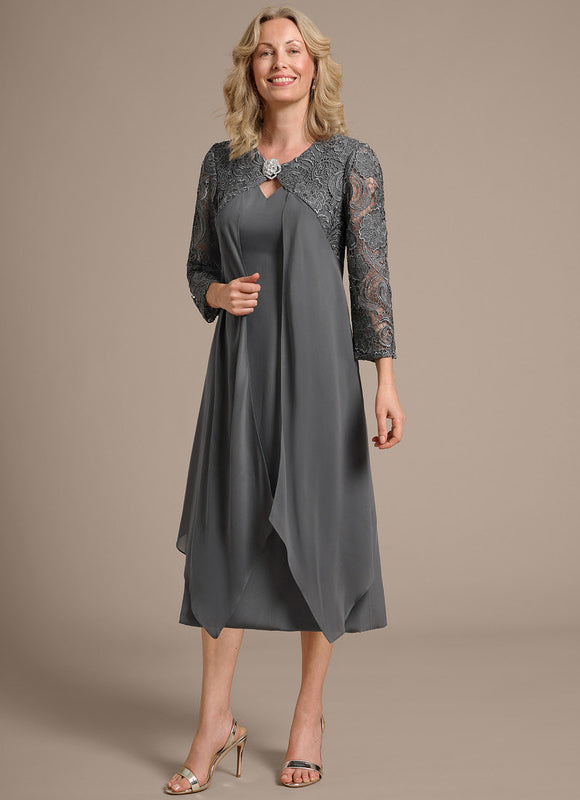 Midi Robe Droite Fluide Femme 50 Ans - gallery 3