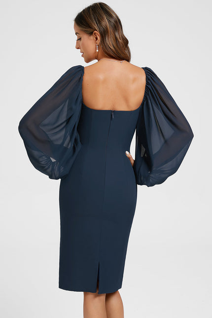 Robe Midi Bleu Nuit Élégante - gallery 3