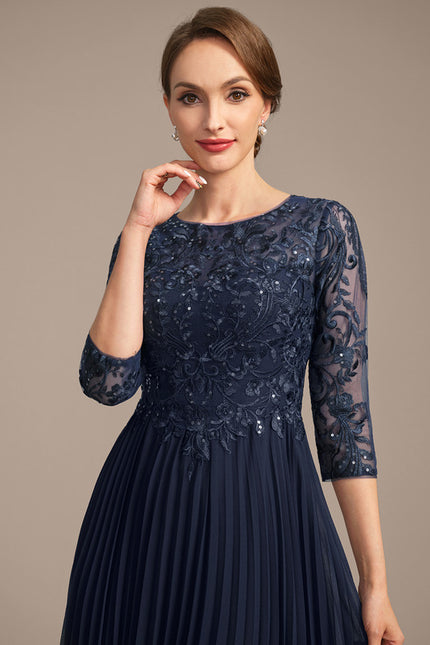 Robe Midi Marine Plissée - gallery 2