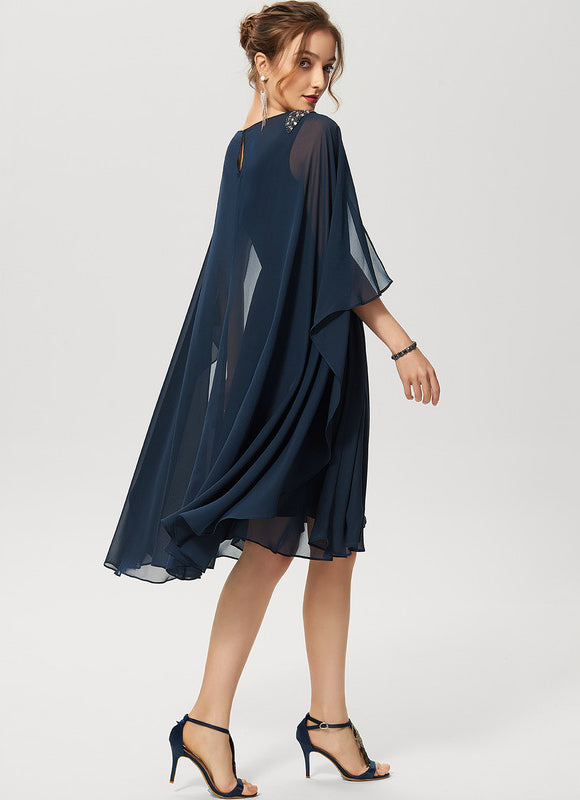 Robe Midi Éthérée Marine - gallery 3