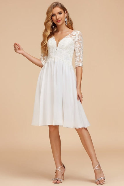 Robe Blanche Midi Manche Longue - gallery 2