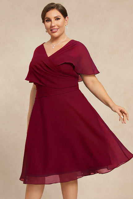 Robe Midi Rouge Élégant Vaporeux - gallery 5
