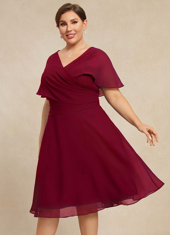 Robe Midi Rouge Élégant Vaporeux - gallery 5