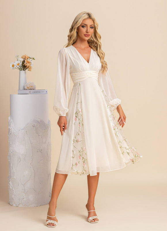 Robe Midi Midi Florale Élégante - gallery 4