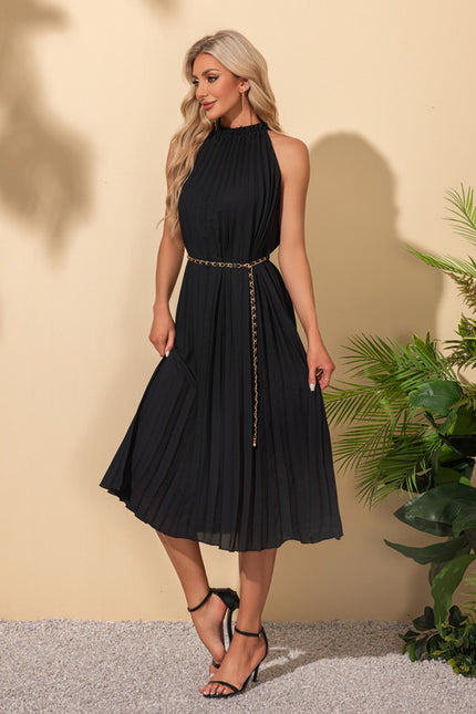 Robe Midi Plissée Noire - gallery 4