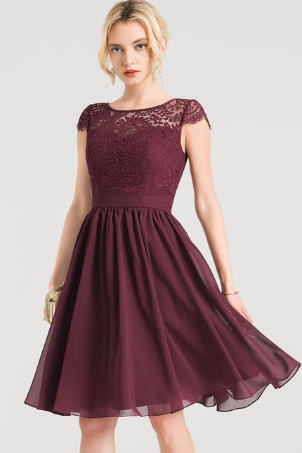 Robe Midi Dentelle Aubergine