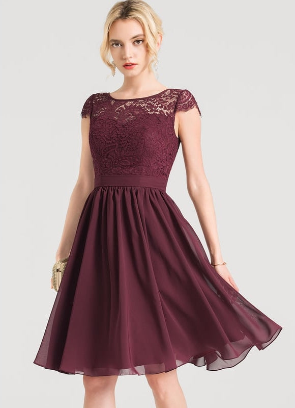 Robe Midi Dentelle Aubergine
