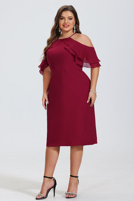 Robe Midi Froncée Bordeaux - gallery 6