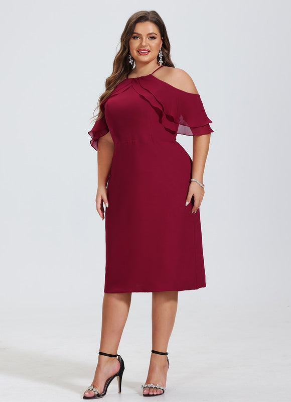 Robe Midi Froncée Bordeaux - gallery 6