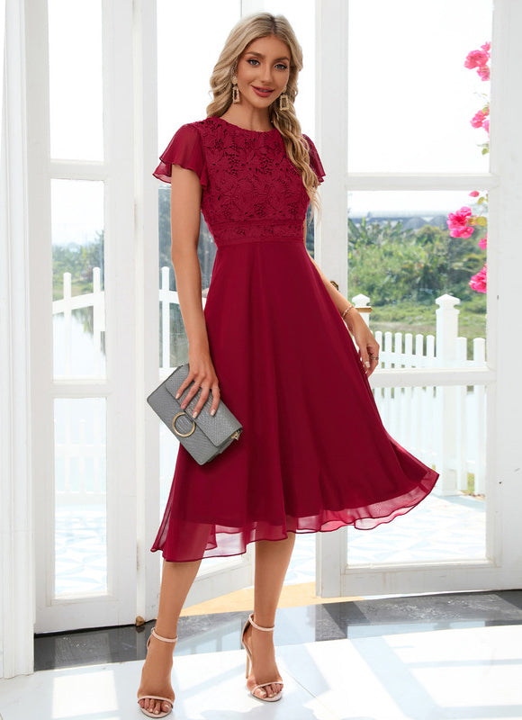 Robe Midi Bordeaux Aérienne