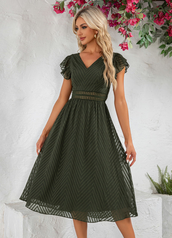 Robe Midi Midi À Rayures