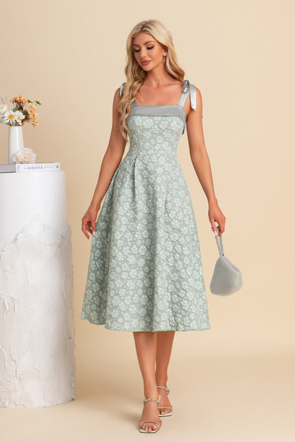 Robe Midi Midi Jacquard Verte - gallery 2