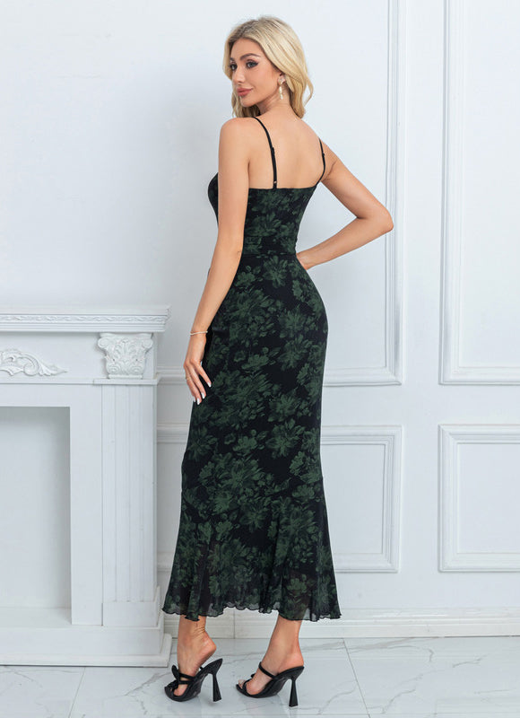 Robe Midi Sirène Velours Noir - gallery 1