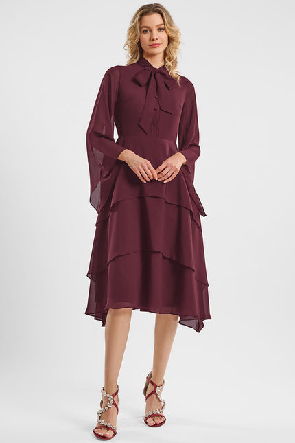 Robe Midi Fluide Bordeaux - gallery 3