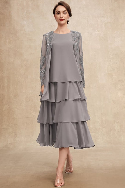 Robe Midi Grise Cascades
