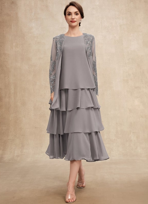Robe Midi Grise Cascades