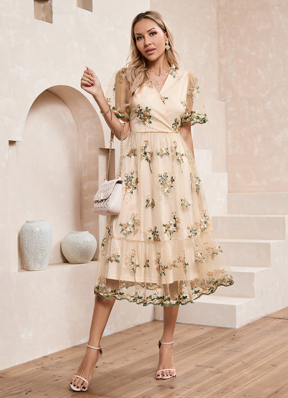 Robe Midi Évasée Fleurie - gallery 2