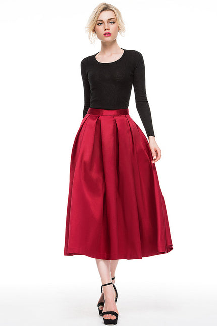 Robe Midi Satin Rouge - gallery 8